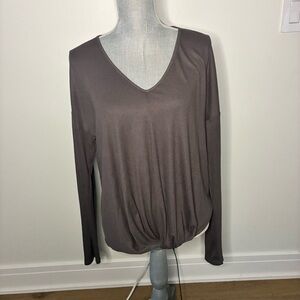 H by Bordeaux Charcoal Long Sleeve V-Neck Top, XL